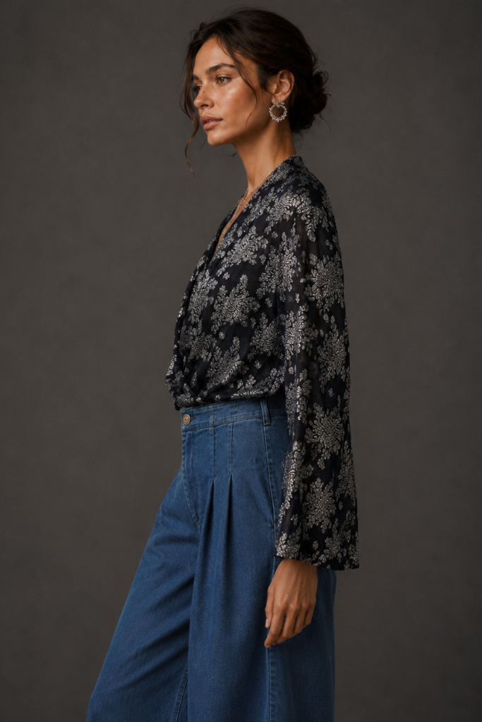 BLUSA LUREX NAVY SILVER