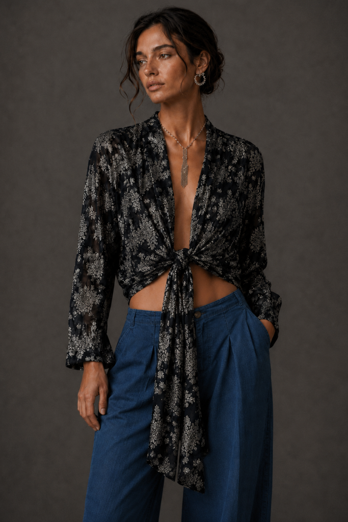 BLUSA LUREX NAVY SILVER