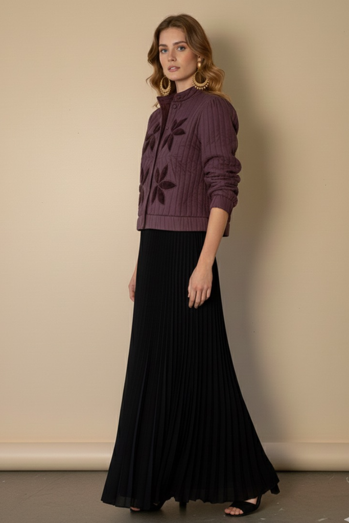 CHAQUETA FLOWERS DEEP PLUM