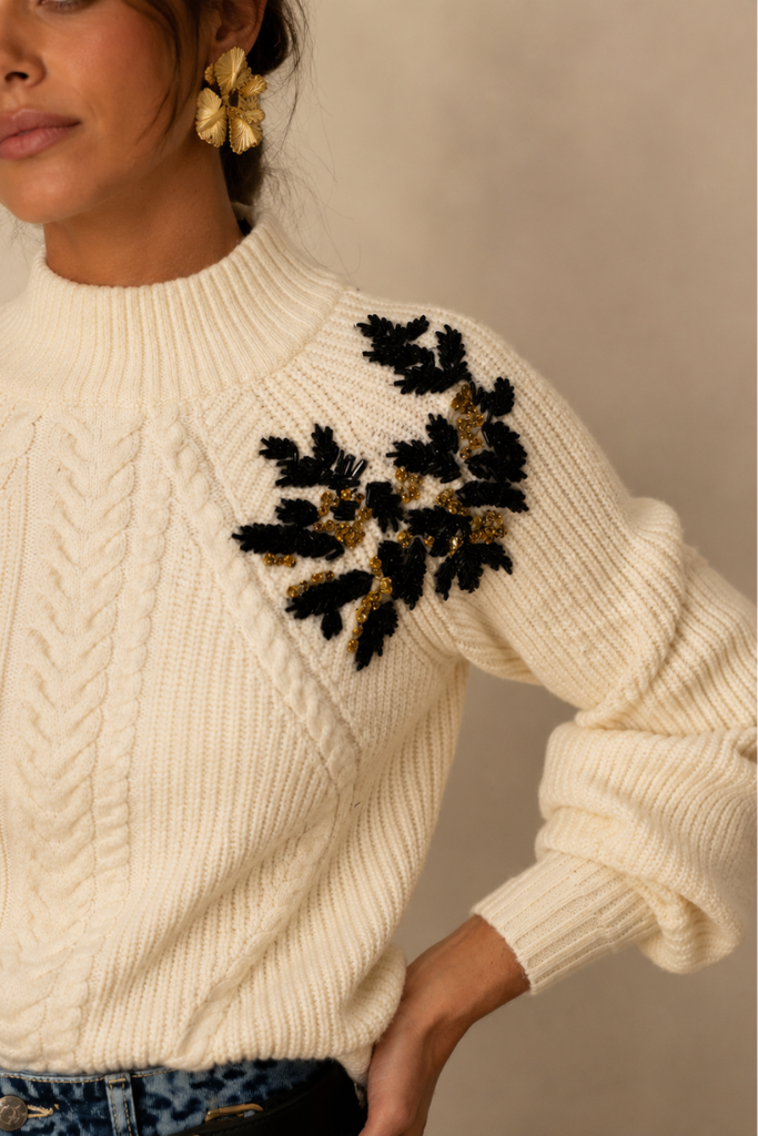 SWEATER LEAF OFF WHITE