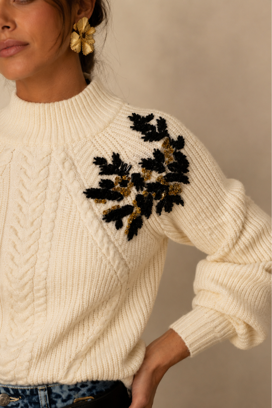 SWEATER LEAF OFF WHITE