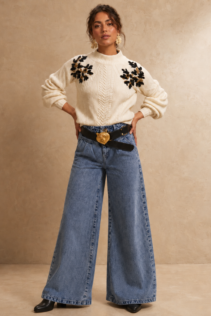 SWEATER LEAF OFF WHITE