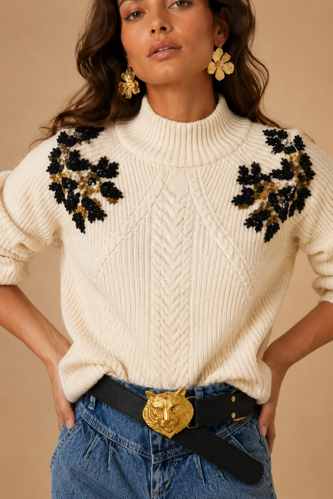SWEATER LEAF OFF WHITE