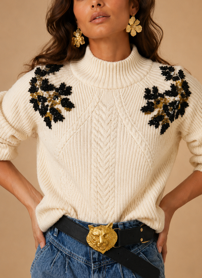 SWEATER LEAF OFF WHITE