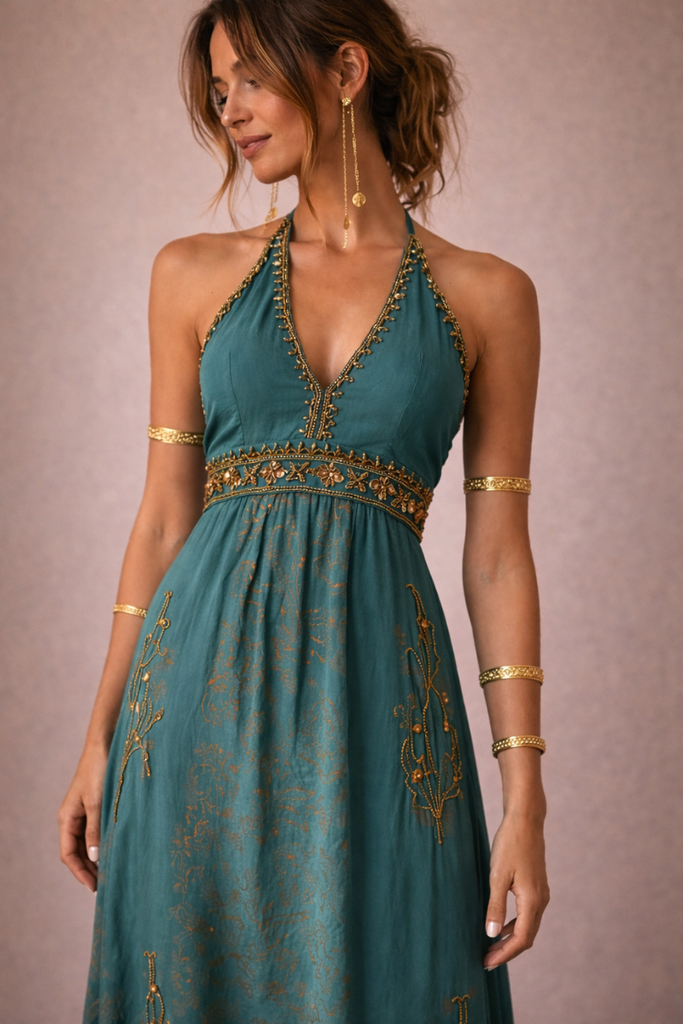 VESTIDO MAXI NIGHT BREEZE TURQUESA
