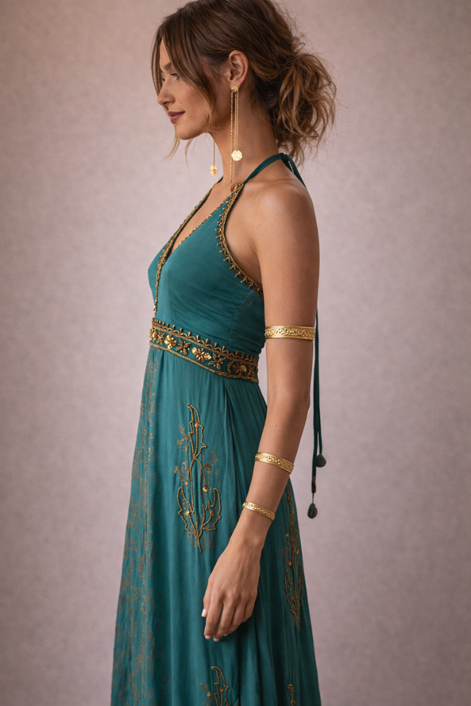 VESTIDO MAXI NIGHT BREEZE TURQUESA
