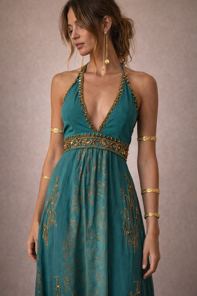 VESTIDO MAXI NIGHT BREEZE TURQUESA