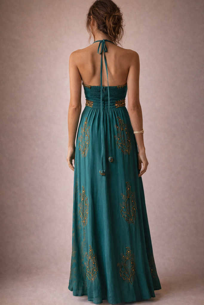 VESTIDO MAXI NIGHT BREEZE TURQUESA