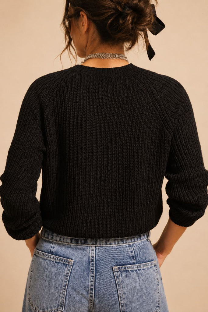 SWEATER FLOWERS NEGRO