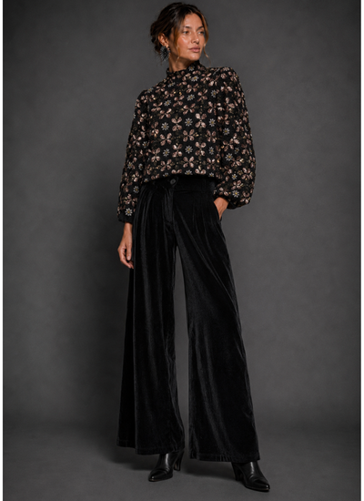TOP BORDADO FLOWERS NEGRO