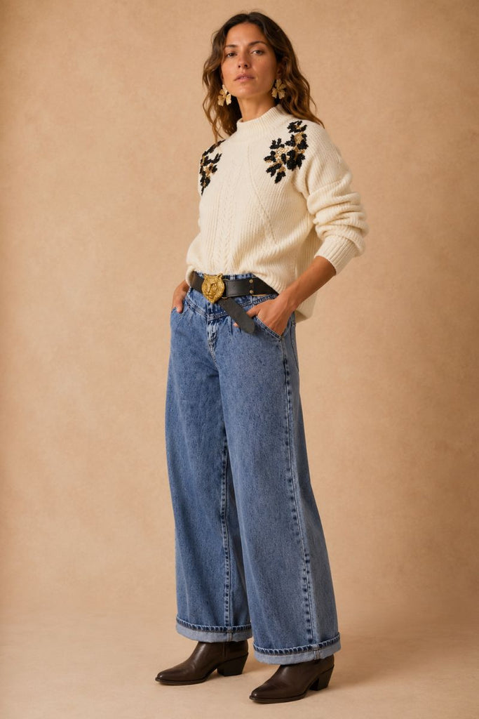 SWEATER LEAF OFF WHITE