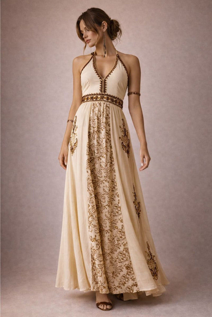 VESTIDO MAXI NIGHT BREEZE SUN BEIGE