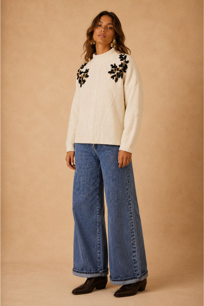 SWEATER LEAF OFF WHITE