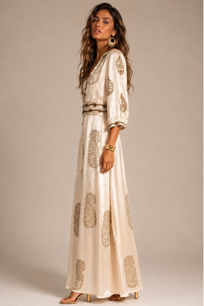 VESTIDO MAXI VALENTINA STAR BEIGE
