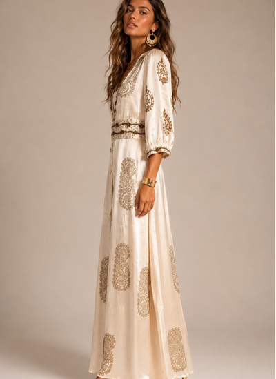 VESTIDO MAXI VALENTINA STAR BEIGE