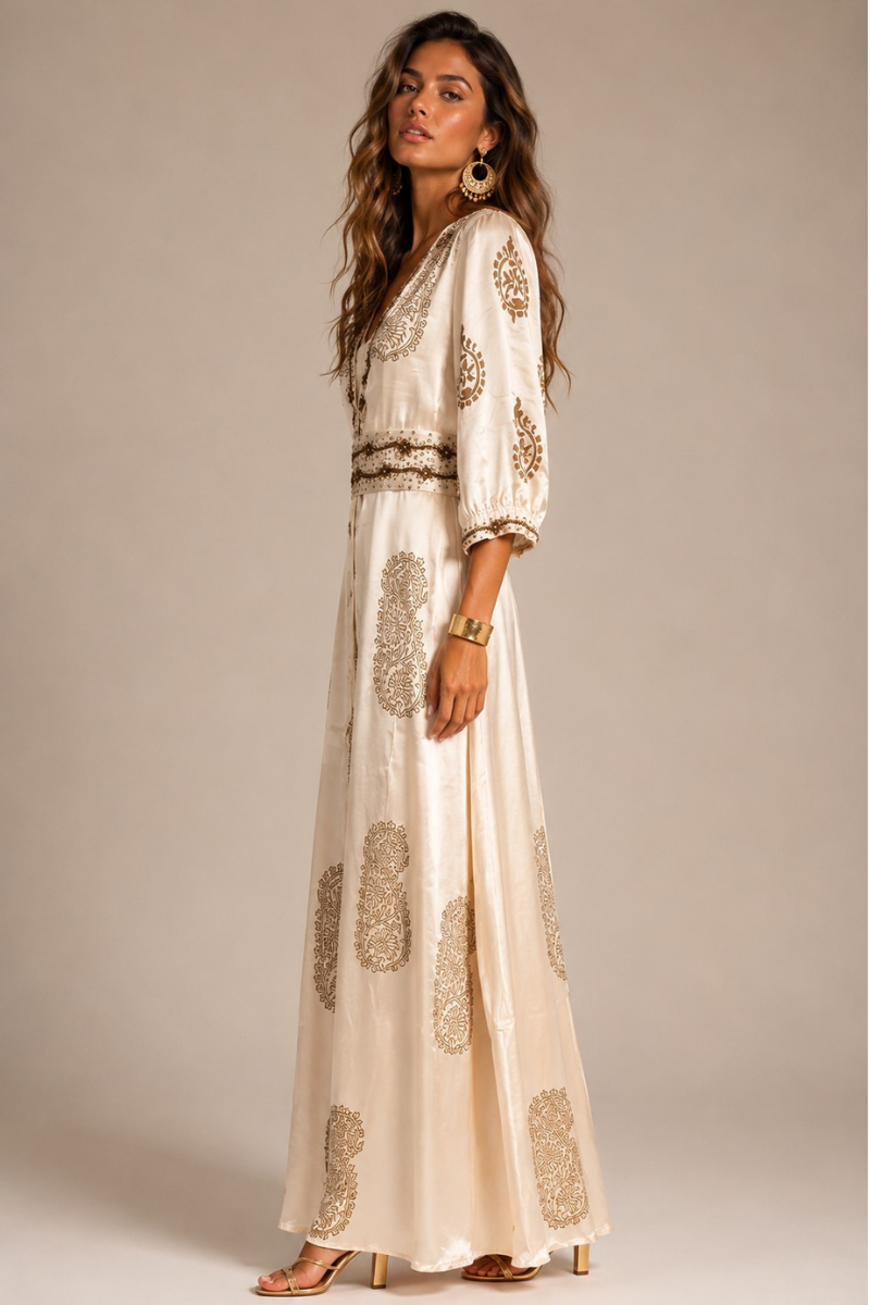 VESTIDO MAXI VALENTINA STAR BEIGE