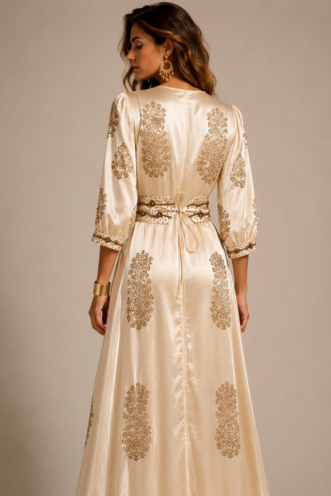 VESTIDO MAXI VALENTINA STAR BEIGE