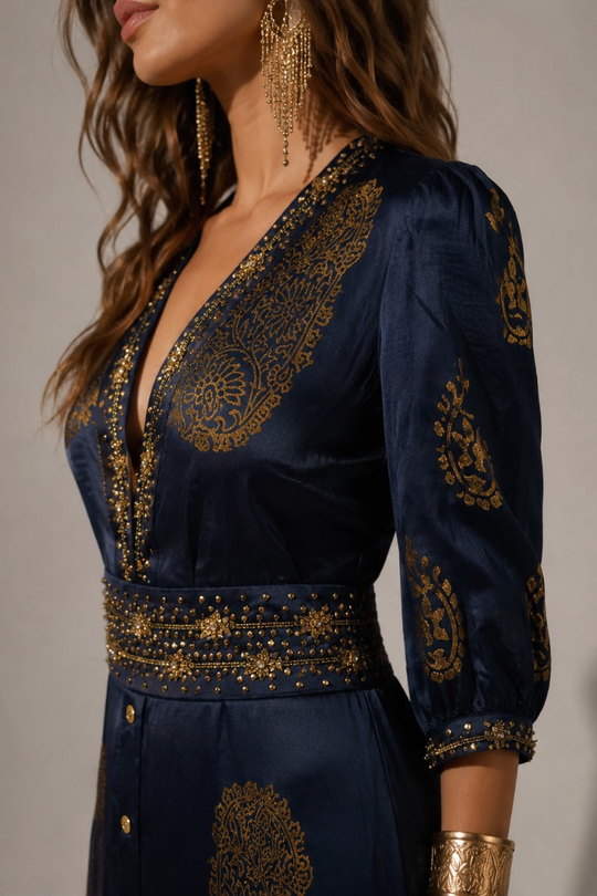*PREVENTA* VESTIDO MAXI VALENTINA STAR AZUL MARINO