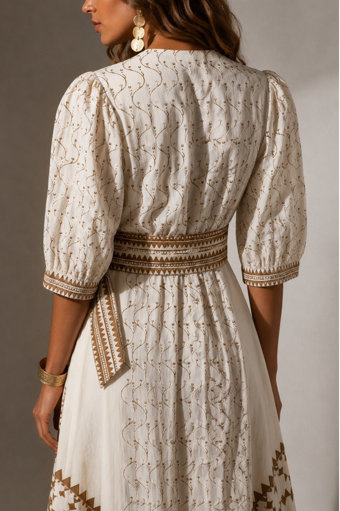 VESTIDO MAXI VALENTINA COTTON BEIGE