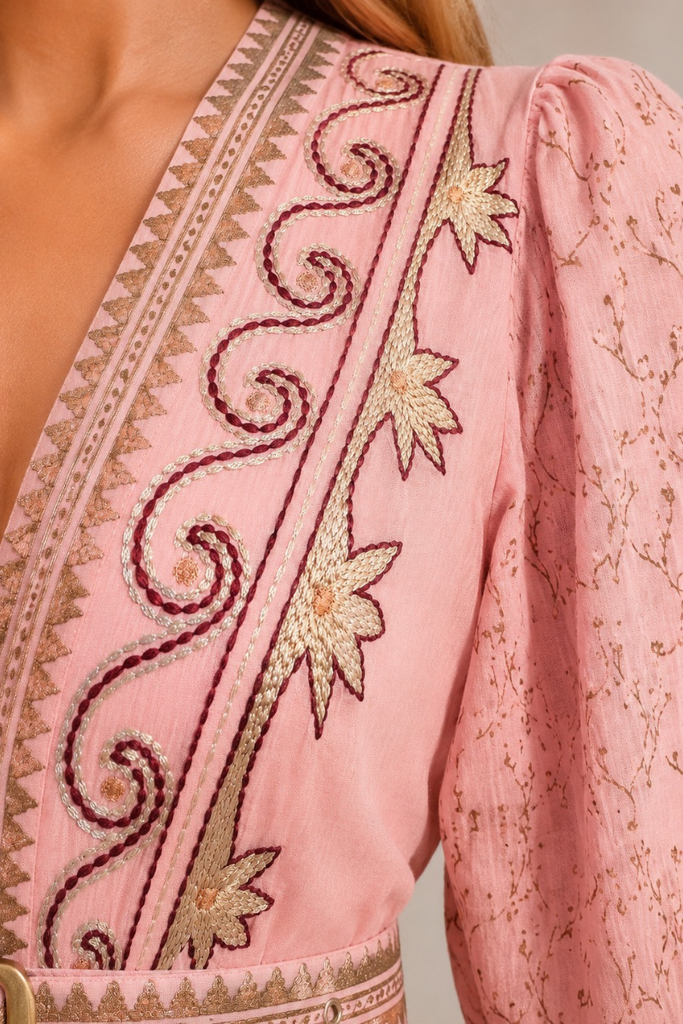 VESTIDO MAXI VALENTINA COTTON ROSADO