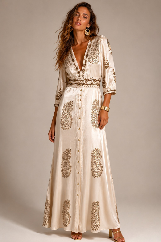 VESTIDO MAXI VALENTINA STAR BEIGE