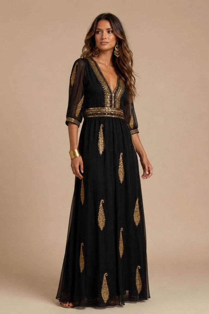 VESTIDO MAXI VALENTINA SWEET NEGRO