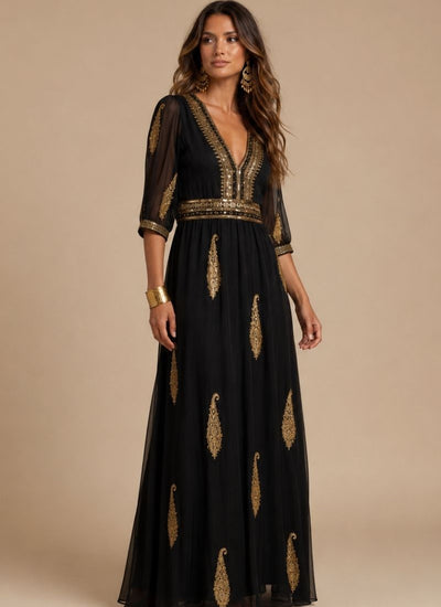 VESTIDO MAXI VALENTINA SWEET NEGRO