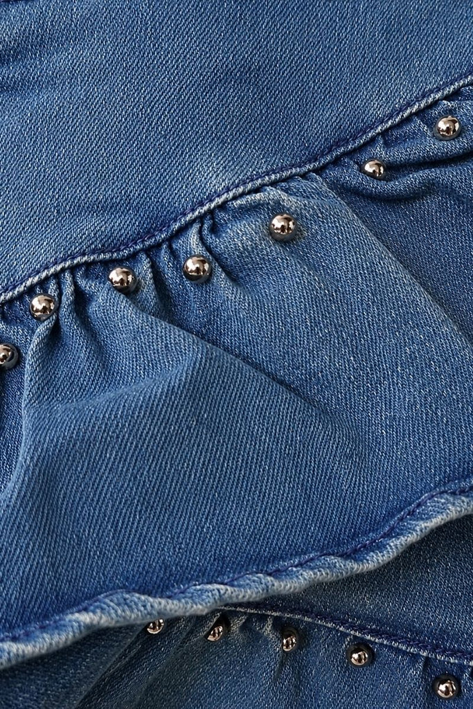 FALDA MINI RUFFLE DENIM AZUL