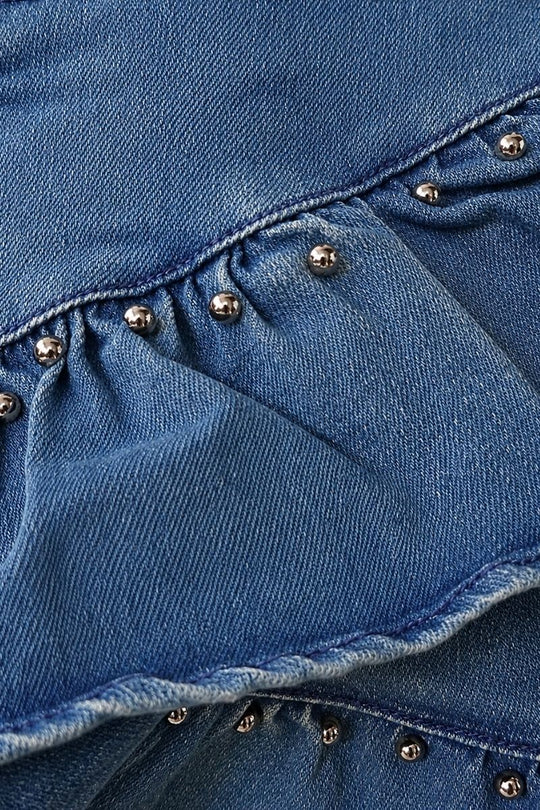 FALDA MINI RUFFLE DENIM AZUL