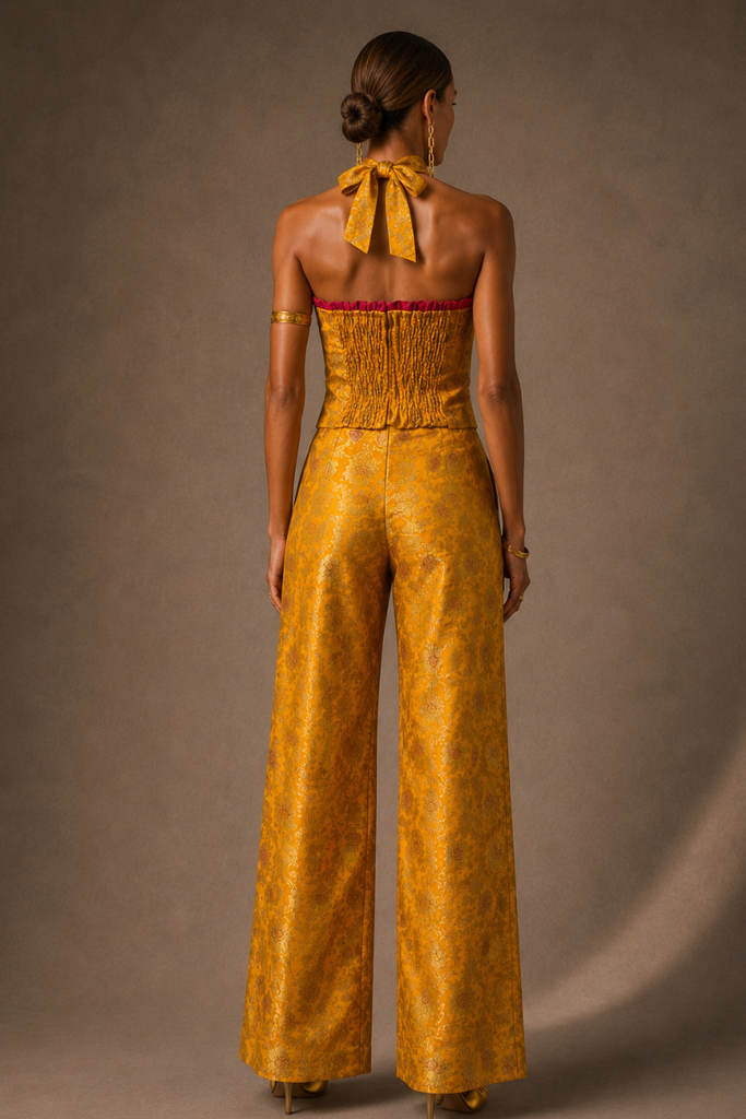 PANTALON BROCADO GOLDEN YELLOW