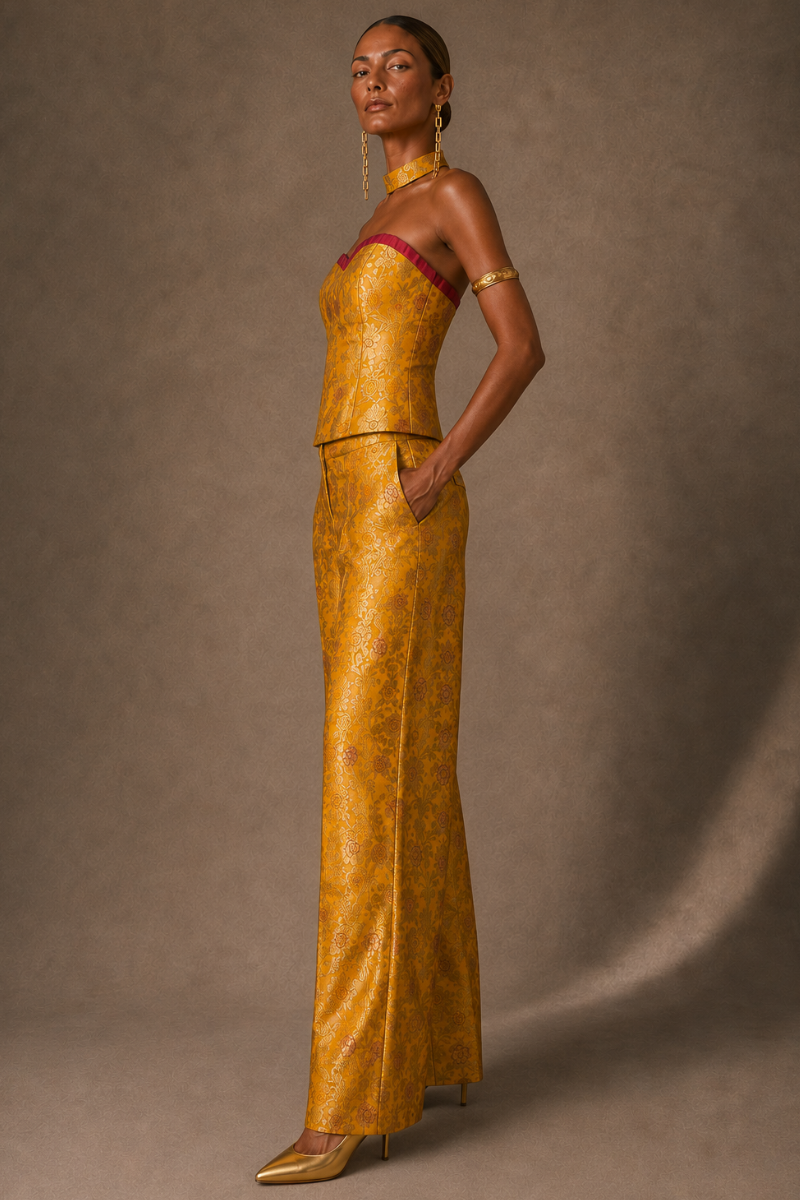 PANTALON BROCADO GOLDEN YELLOW