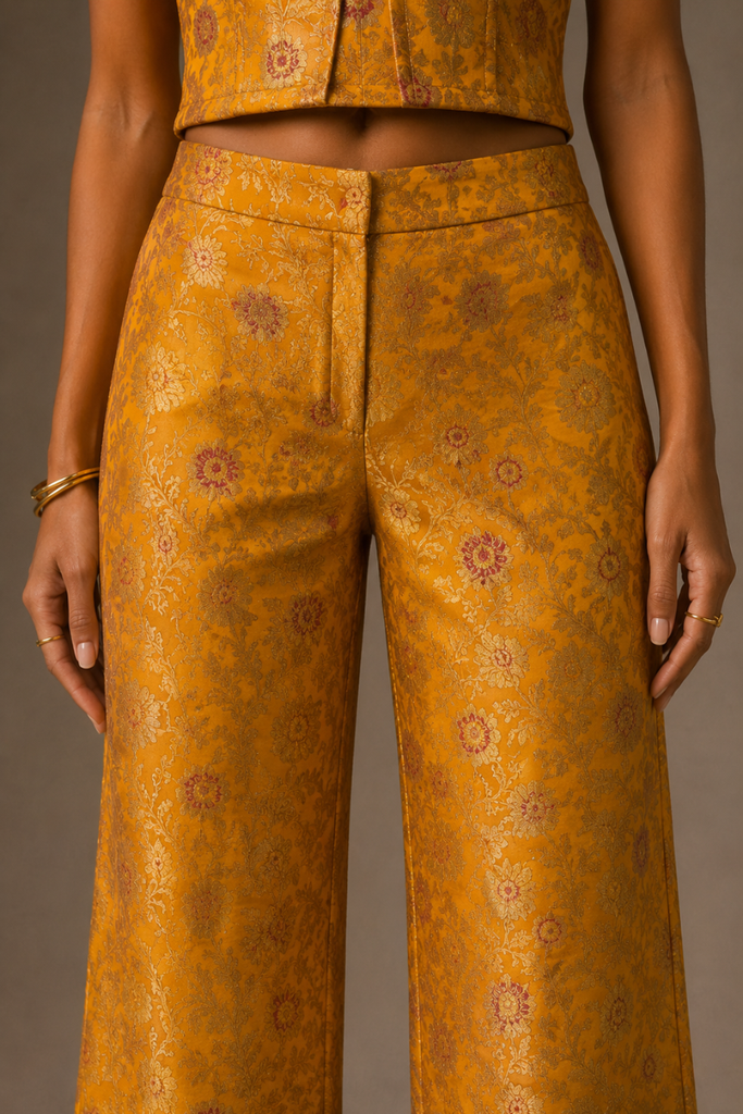 PANTALON BROCADO GOLDEN YELLOW