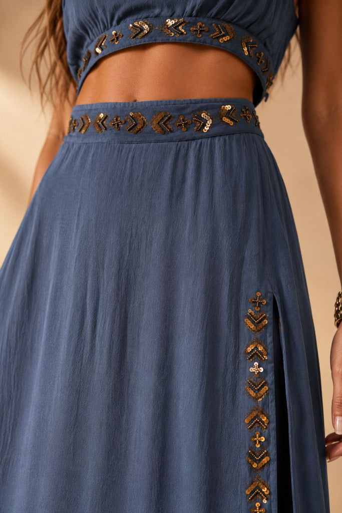 FALDA MAXI ETHER COPEN BLUE