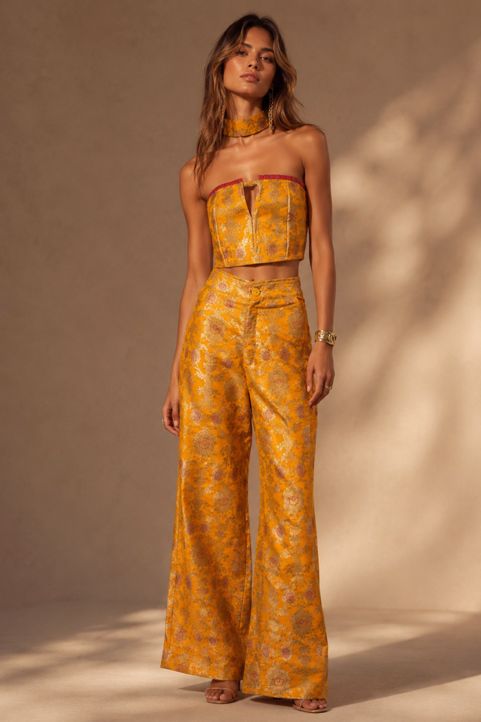 TOP BROCADO GOLDEN YELLOW