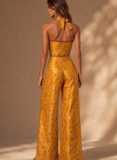 PANTALON BROCADO GOLDEN YELLOW