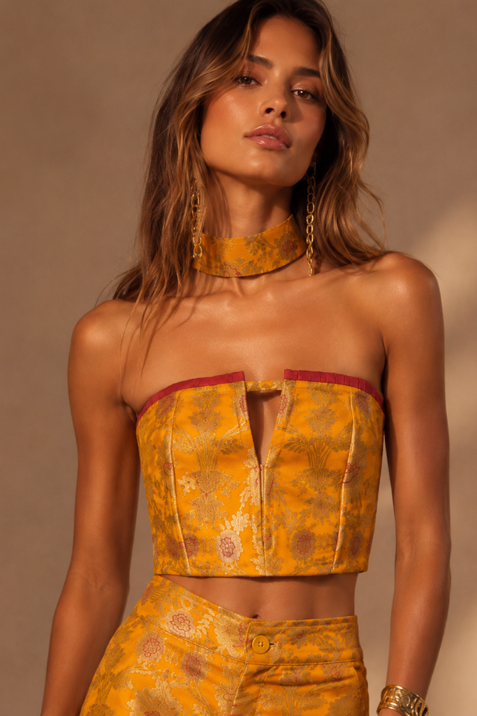TOP BROCADO GOLDEN YELLOW