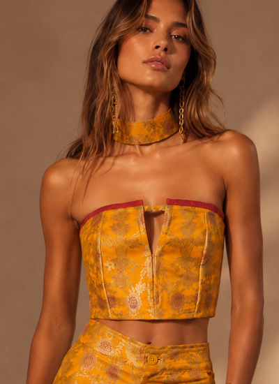TOP BROCADO GOLDEN YELLOW