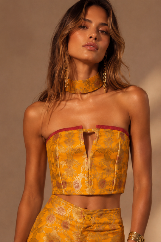 TOP BROCADO GOLDEN YELLOW