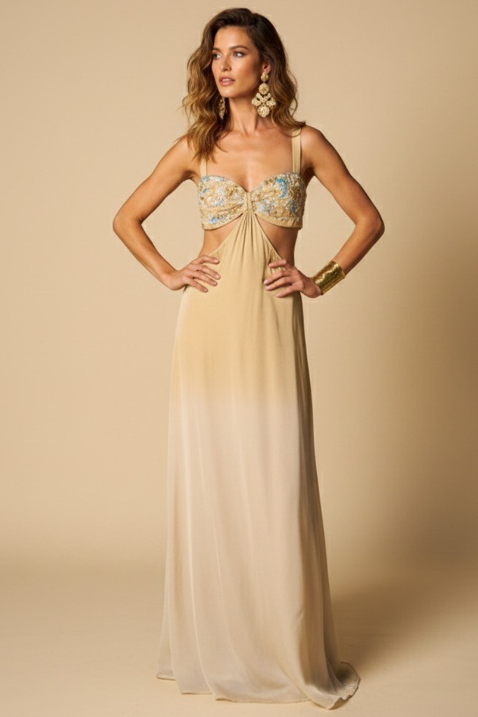 VESTIDO MAXI AMIRA BEIGE