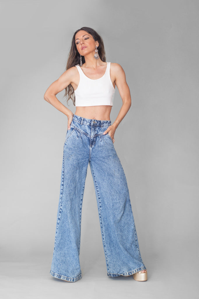 PANTALON NINA DENIM AZUL