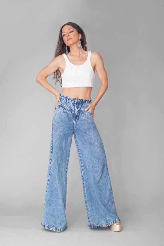 PANTALON NINA DENIM AZUL