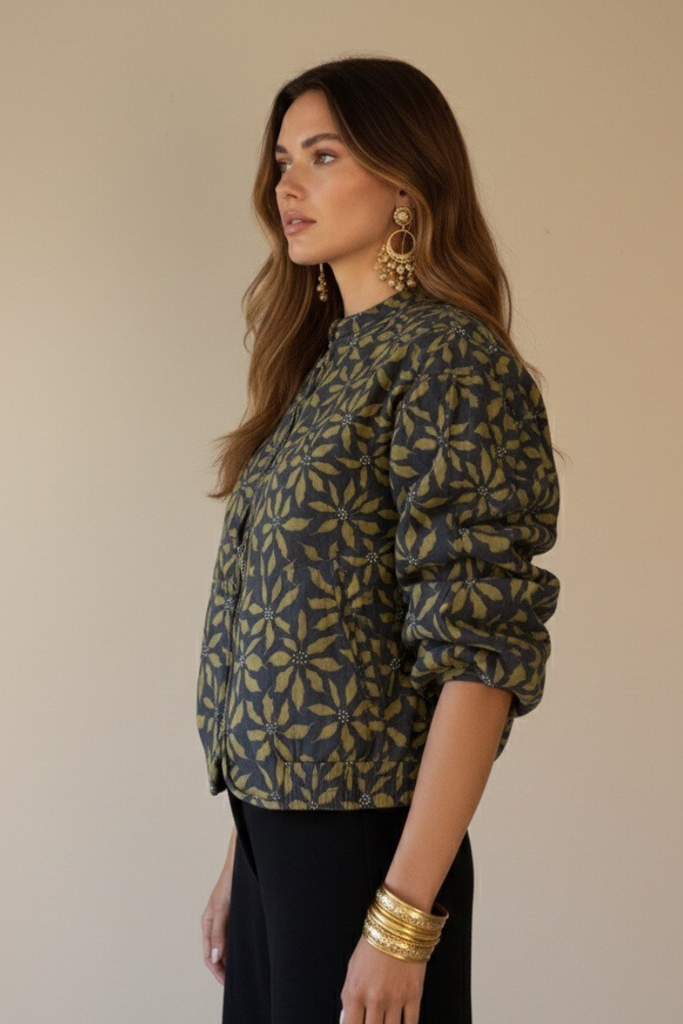 CHAQUETA BOMBER KARI FLOWER GREEN