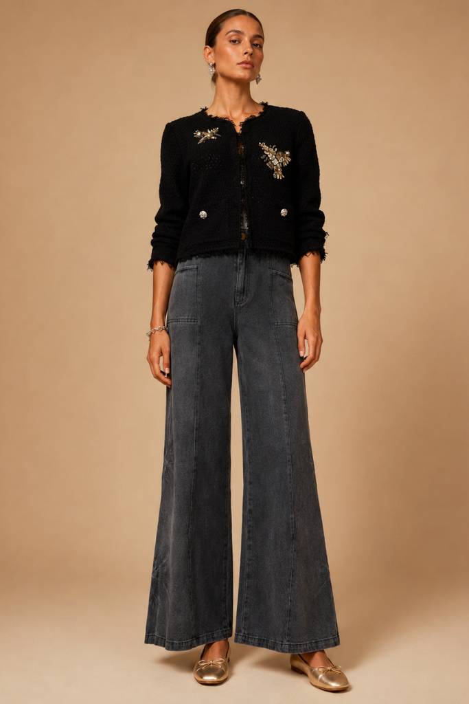 PANTALON MIXED DENIM BLACK