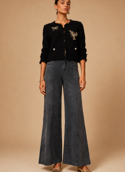 PANTALON MIXED DENIM BLACK