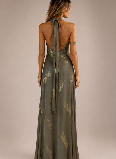 VESTIDO MAXI ANAMIKA OLIVE GOLD