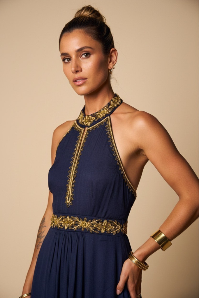 VESTIDO MAXI ASWI NAVY BLUE