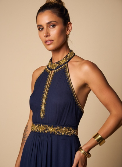 VESTIDO MAXI ASWI NAVY BLUE