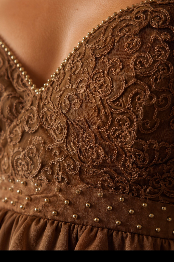 TOP RUFFLE BEACH BRONZE BROWN