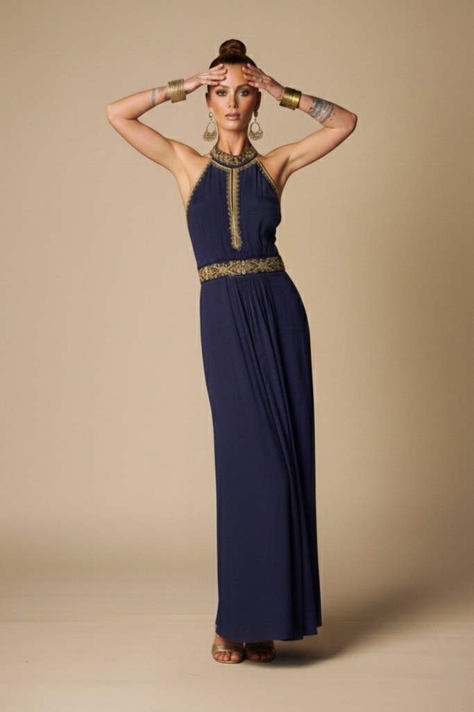 VESTIDO MAXI ASWI NAVY BLUE
