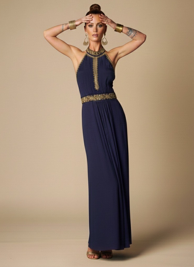VESTIDO MAXI ASWI NAVY BLUE